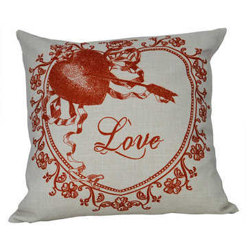 Valentine Love Throw Pillow with Insert 14"x14"