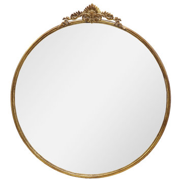30"x34" Classic French Mirror With Gold Finish Metal Frame