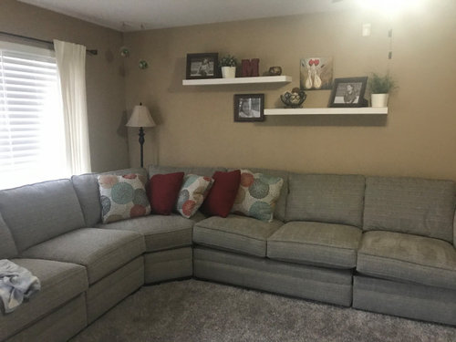 How To Decorate Wall Over Sectional, Floating Shelves Above Sofa