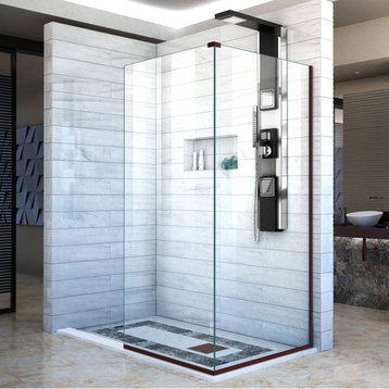 DreamLine Linea Shower Door, 2 Attached Glass Panels, 30"x72" Bronze