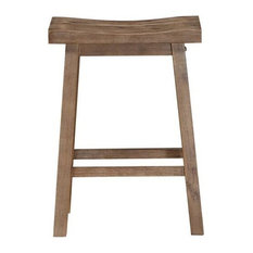 Boraam Industries, Inc. - Boraam 24" Sonoma Wire-brush Saddle Stool in Gray Wire Brush, 24" - Bar Stools and Counter Stools