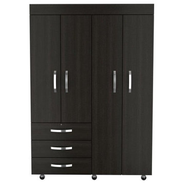 TUHOME Denver Mobile Armoire  Engineered Wood Armoires in  Black