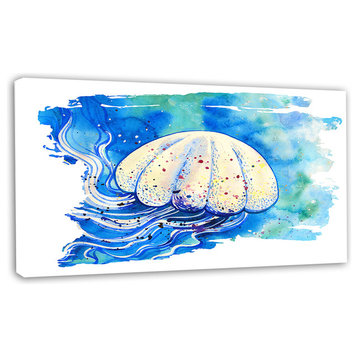 Jellyfish Watercolor Painting, Abstract Canvas Art Print, 32"x16"