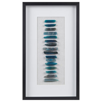 Martha Stewart Cerulean Stones Framed Blue Agate Shadowbox Wall Decor Panel