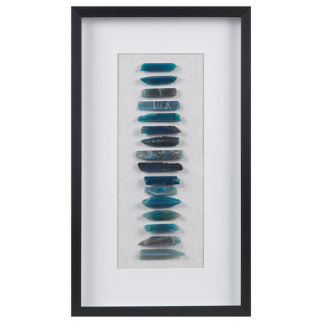 Martha Stewart Cerulean Stones Framed Blue Agate Shadowbox Wall Decor Panel