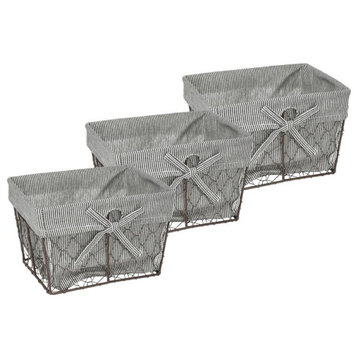 DII Modern Metal Small Chicken Wire Basket in Bronze/Black (Set of 3)