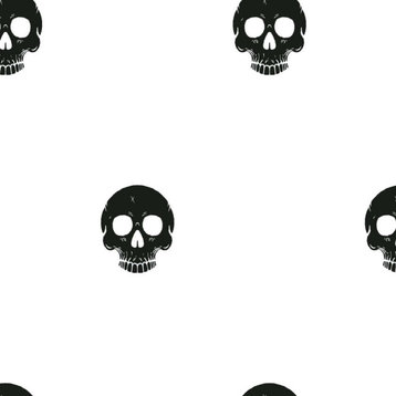 Black & White Disney Cruella Glamour Skulls Peel & Stick Wallpaper