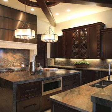 Masculine Copper Dune Granite Kitchen