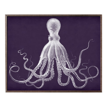 Lord Bodner Octopus Print, Purple Background, White Octopus, 60"x48"