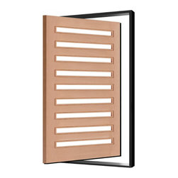 MODERNO-PIVOT &ndash; PREHUNG WITH PIVOT MULTI HORIZONTAL PLANK WOOD EXTERIOR DOOR WITH HORIZONTAL LITES- LAMINATE GLASS (1-3/4&rdquo;) - Interior Doors