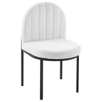 Isla Channel Tufted Upholstered Fabric Dining Side Chair, Black White