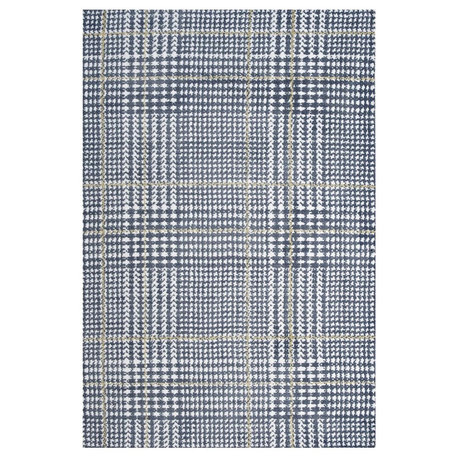 Kaja Abstract Plaid 8'x10' Area Rug, Ivory, Cadet Blue and Citron