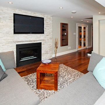 Natural Stone Fireplace with TV