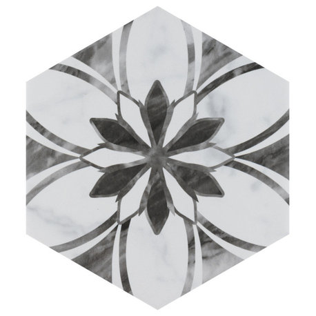 Classico Bardiglio Hexagon Dahlia Dark Porcelain Floor and Wall Tile