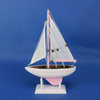 Pacific Sailer Pink, White Sails 9'', Sailboat Model, Nautical Theme, Small