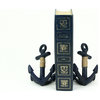 Set of 2 Blue Decorative Cast Iron Anchor Bookends Nautical Bookshelf Decor