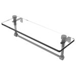 Allied Brass - Foxtrot 16" Glass Vanity Shelf with Towel Bar, Matte Gray - Add space and organization to your bathroom with this simple, contemporary style glass shelf. Featuring tempered, beveled-edged glass and solid brass hardware this shelf is crafted for durability, strength and style. One of the many coordinating accessories in the Allied Brass Foxtrot Collection, this subtle glass shelf is the perfect complement to your bathroom decor.