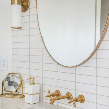Modern White Tile Backsplash with Marble Counter
