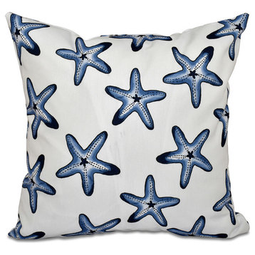 Soft Starfish, Geometric Print Pillow, Blue, 18"x18"