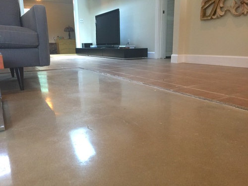 Existing Tile To Polished Concrete Slab, How To Transition Carpet Tile On Concrete Floor