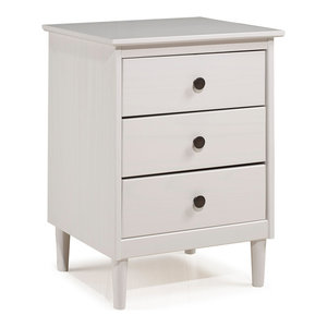 Saltoro Sherpi Pine Wood 3 Drawer Nightstand In White Traditional Nightstands And Bedside Tables By Homesquare