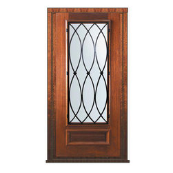 Prehung Single Door 80 Mahogany La Salle 3/4 Lite Wrought Iron - Front Doors