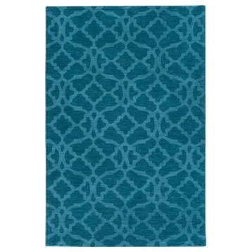 Metro Solid and Border Teal Area Rug, 2'3"x12' Runner
