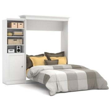 Atlin Designs Wood Queen Murphy Bed and Organizer with Doors in White