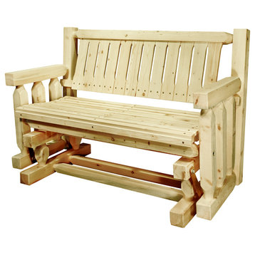 Montana Log Collection Wood Homestead Bench In Clear Exterior Finish MWHCLGNRV