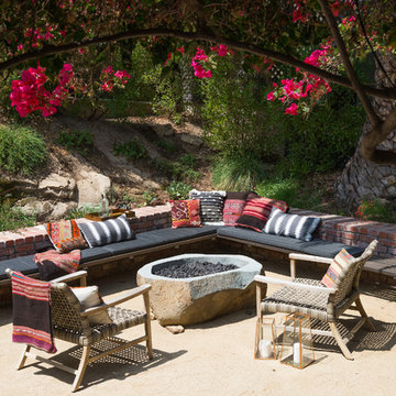 Decomposed granite seating area with custom built in seating and fire pit