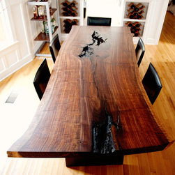 Live Edge Claro Walnut Slab Dining Table - Dining Tables