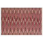 Bareens Designer Rugs - Boho Chic Turkish Kilim Salerno Hand-Woven Wool Rug - 6'2'' x 9'0'' - Elevate the elegance of your home with this stunning hand-woven tribal Kilim wool rug. Meticulously crafted on a loom by the Nomad Turkman people using hand-spun wool and 100% natural vegetable dyes, these rugs are recognized for their repetitive geometric patterns, incorporating naturalistic floral and traditional designs. The contemporary fashion palette results in bold, sharp patterns that are incredibly versatile, as the pattern is the same on both sides. These reversible rugs feature a lighter shade on one side and brighter colors on the other, providing versatility according to preference. These unique rugs are made by knotting short strands of different colors onto the warps and securing them by tightly pressing the wefts. The designs are created by interweaving the various colored wefts and warps. Kilims are known for their exceptional durability and versatility, making them truly unique rugs.  Product Details    Rug Size: 6'2'' x 9'0''  Material: 100% Wool  Style: Kilim, Flat Weave, Dhurrie, Turkish, Southwestern, Rustic, Tribal  Colors: Natural, Pink, Red,   Weave Type: Hand-Woven, Handmade  Pile Height: Less than 0.25 inch