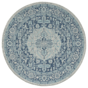 Arelow Navy 7'10"x7'10" Round Area Rug