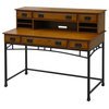 Executive Desk with Hutch in Oak and Brown Finish