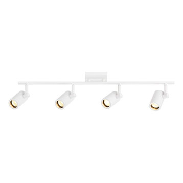 Track Light with 4 Cylinder Spot Lights - White - GU10 Base