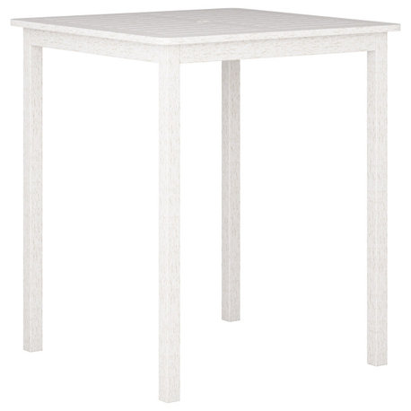 CorLiving Miramar White Washed Wood Outdoor Bar Height Table