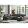 115.5" Wide Fabric Linen Left Hand Facing Sectional Sleeper Sofa Bed&Couch-Gray