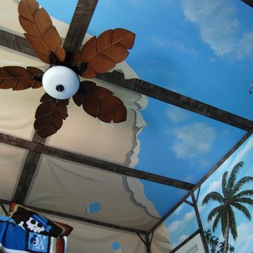 Treasure Island Pirate Mural Themed boys bedroom by MuralArt.com