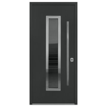 Inox S1 Gray Modern Exterior Entry Steel Door by Nova, Left Hand in-Swing