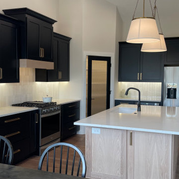 Black Paint and Light White Oak Kitchen Design