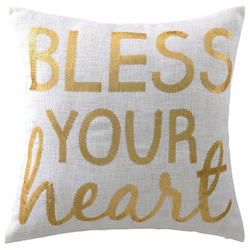 Bless Your Heart Sequin Pillow