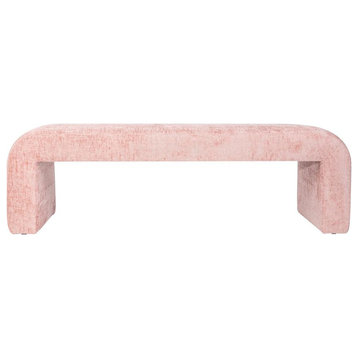 Sophia Modern Luxury Curved Upholstered Jacquard Bench Pink