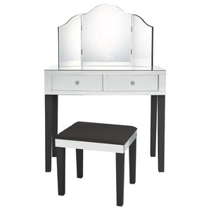 Venecia Mirrored 2 Drawer Vanity Table With Stool Set