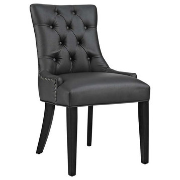 Hawthorne Collections 20.5" Modern Faux Leather Dining Side Chair in Black