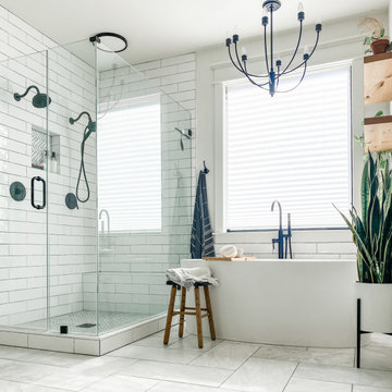 Bianco Venatino Honed Marble Bathroom