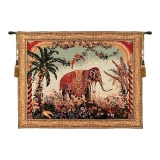 Royal Elephant European Tapestry Wall Hanging - Tropical