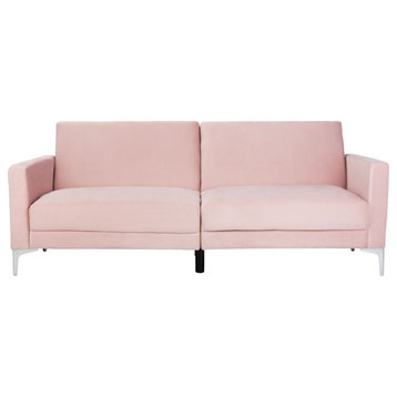 Shelby Foldable Futon Bed Pink Velvet