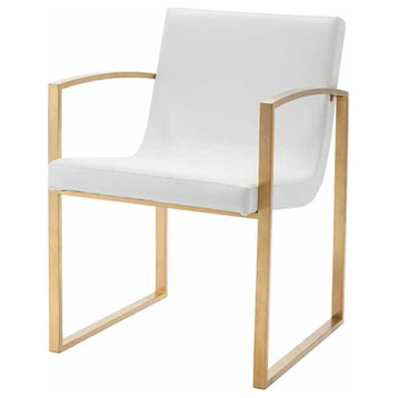 Nuevo Clara Faux Leather Dining Arm Chair in White