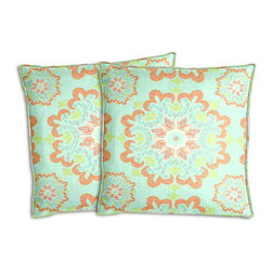 Cushion Source - Burst Multi Outdoor Throw Pillows, Set of 2, 20"x20" - Outdoor Cushions And Pillows