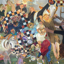 Joyce Garner "the table got flipped" oil 60 x 78" - Paintings